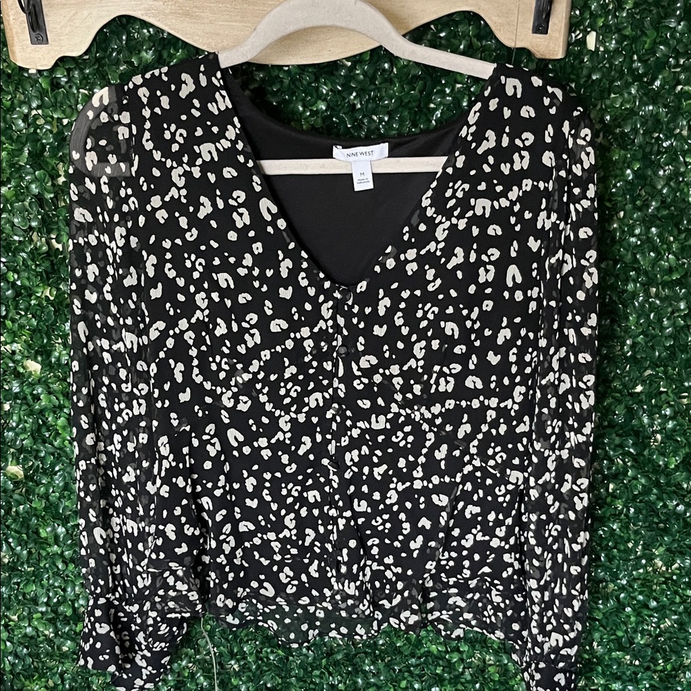 Nine West Black and White Blouse